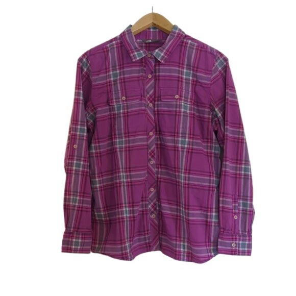 The North Face Tops - The North Face Women's Purple and Blue Flannel Pocket Long Sleeve Top l Size XL